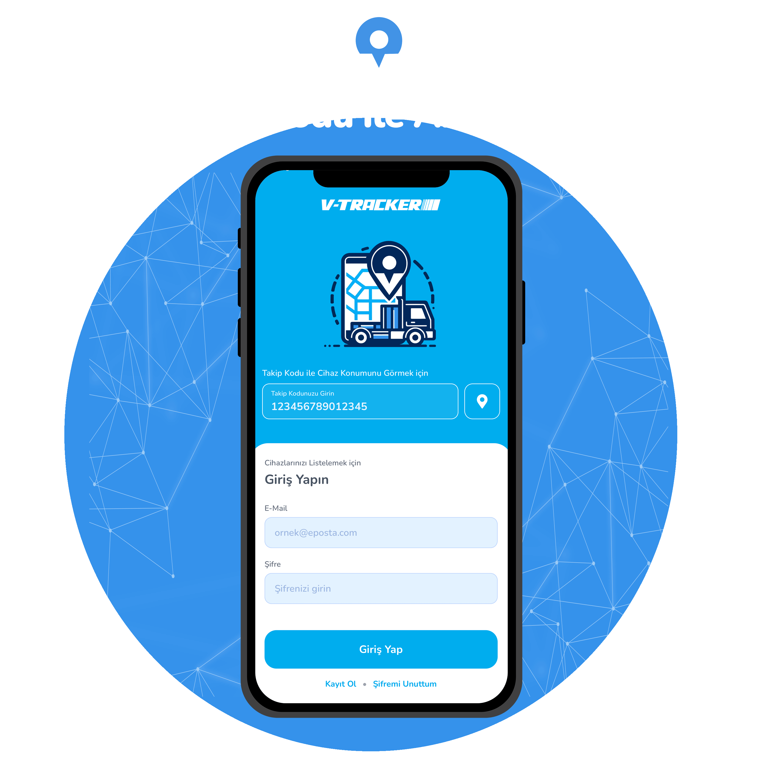Takip kodu ile giriş yaparak cihaz konumunu görüntüleme
